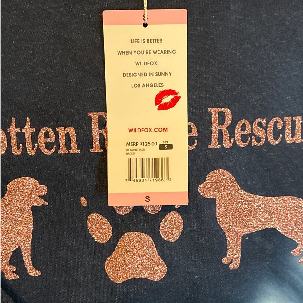 Wildfox Hoodie Sweatshirt Sz S Navy Custon "Rotten Rottie Rescue" French Terry - Picture 6 of 12